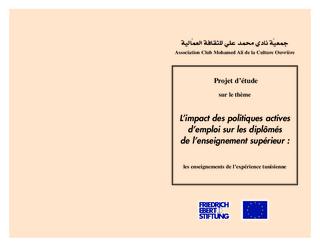 Projet d'étude sur le thème l'impact des politiques actives d'emploi sur les diplômés de l'enseignement supérieur